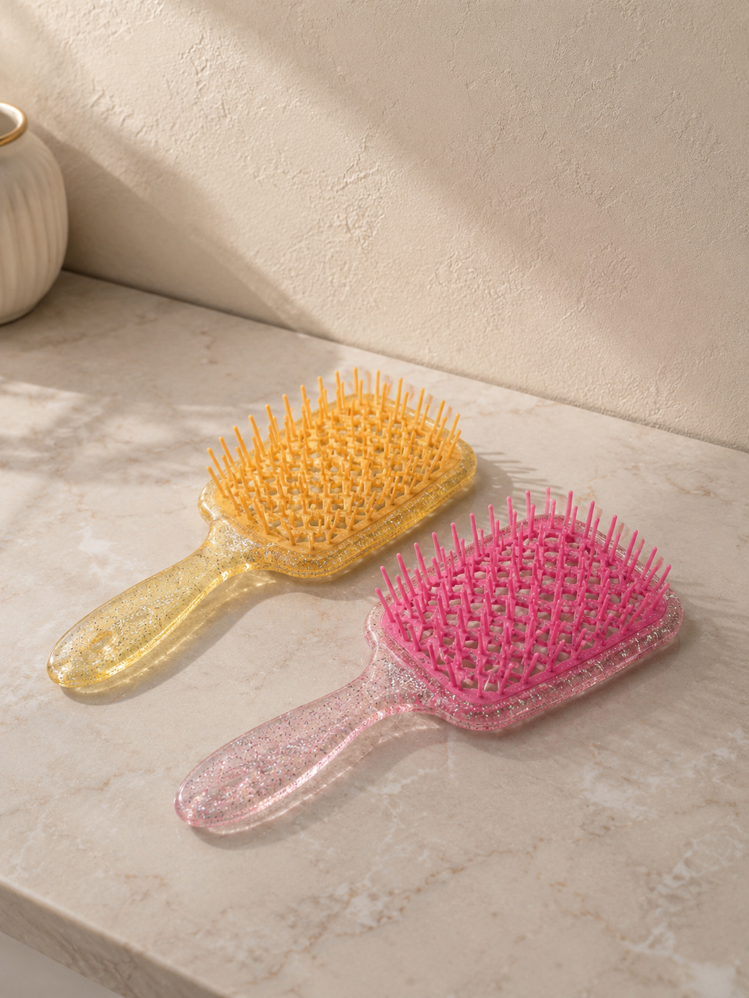 Pink & Yellow Hair Brush Set