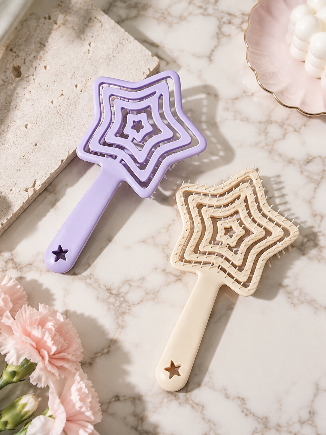 Purple & Yellow Hair Brush Set