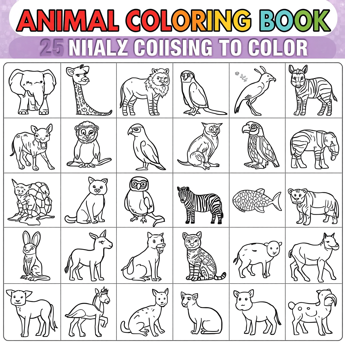 Animal Coloring Book – 25 Animals